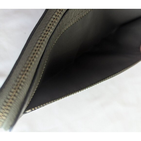 Coach L Zip Wallet Wristlet In Refined Grain Leather Olive Green Gunmetal 53413 - Picture 7 of 12